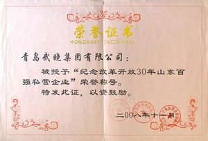 纪念改革开放30年山东百强私营企业