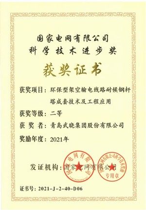 国家电网科学技术进步奖二等奖